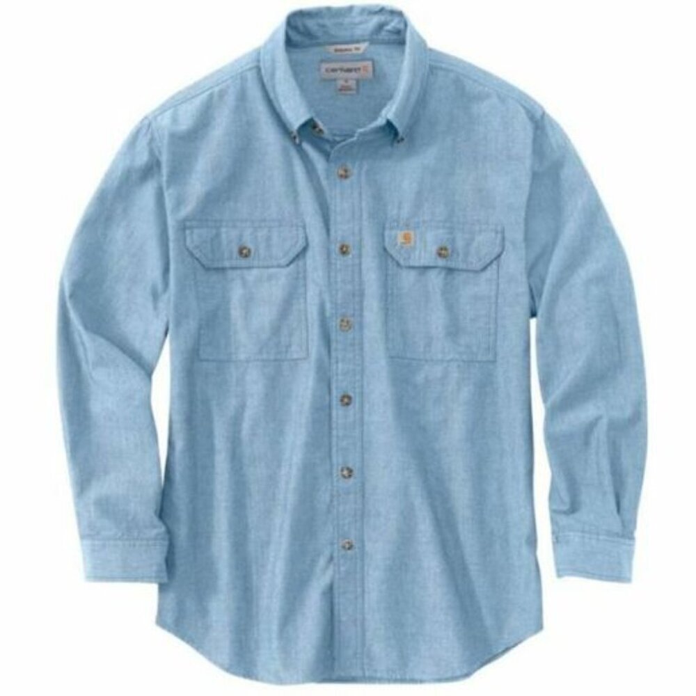 Carhartt 100% Cotton Long Sleeved Button Down Blue Chambray Shirt, size 3XL